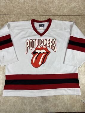 VTG Kobe Mens XL The Rolling Stones Logo Hockey Jersey “Potlickers” Uxbridge